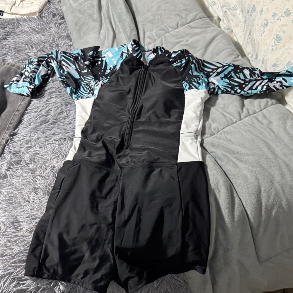 Kids Black and Blue One Piece Swimsuit